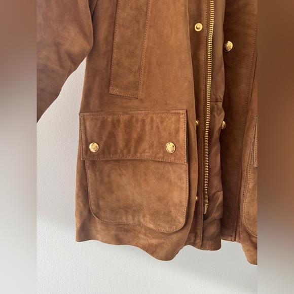 NILI LOTAN Kedem Leather Trimmed Suede Brown Jacket L - Picture 14 of 16